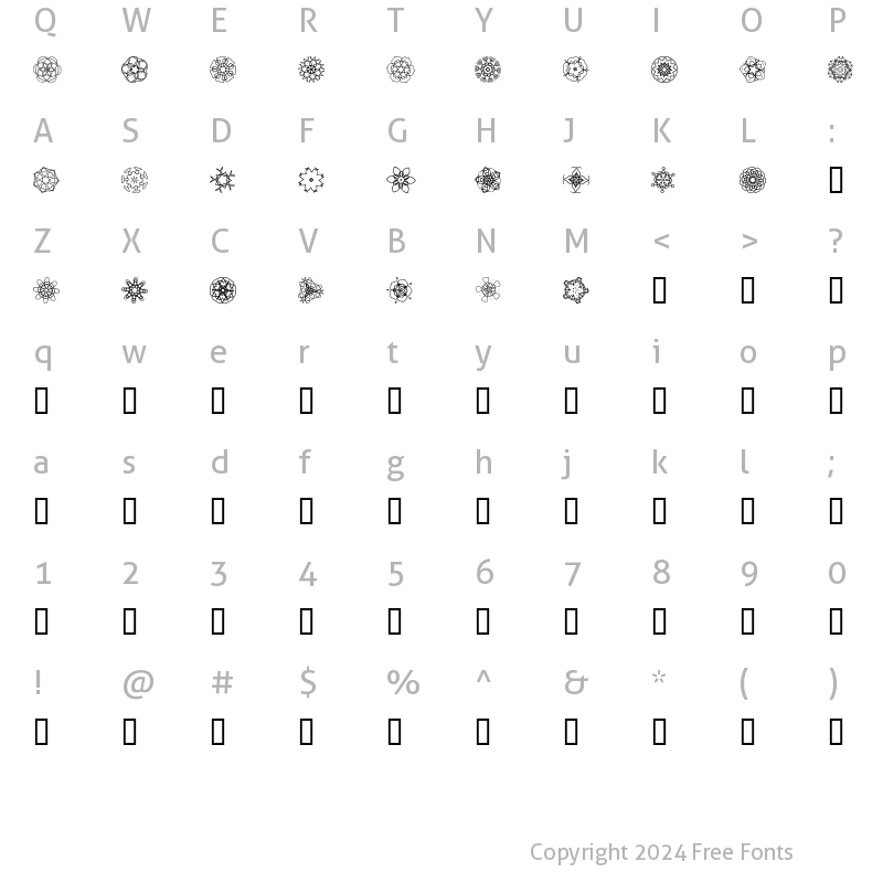 Character Map of JI Kaleidoscope Bats 4 Regular