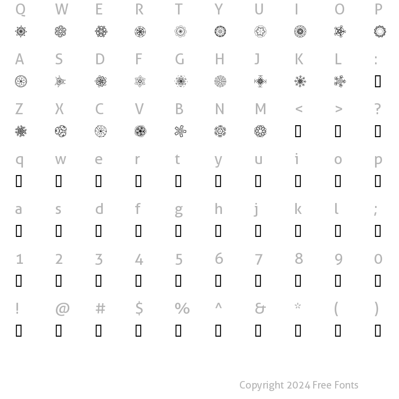 Character Map of JI Kaleidoscope Bats 5 Regular