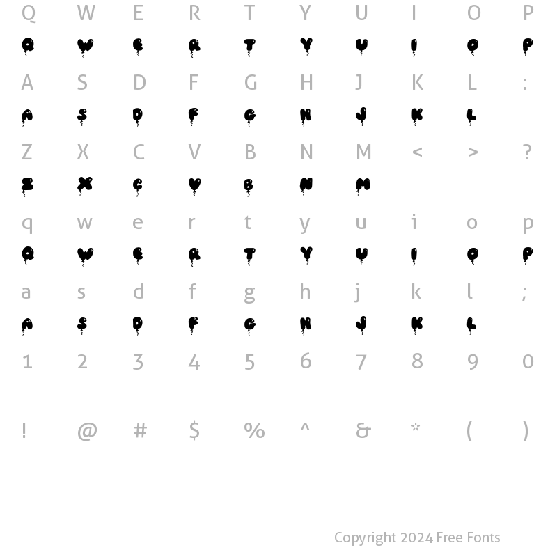 Character Map of JI Solid Balloon Caps JI Solid Balloon Caps