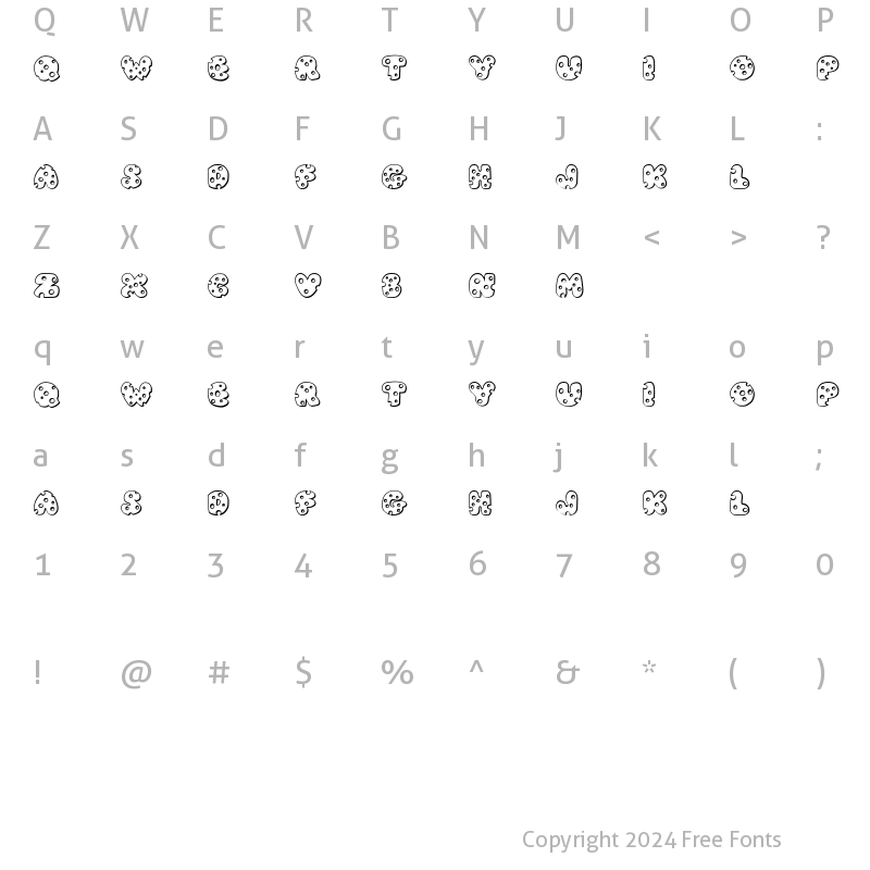 Character Map of JI Swiss Cheese JI Swiss Cheese