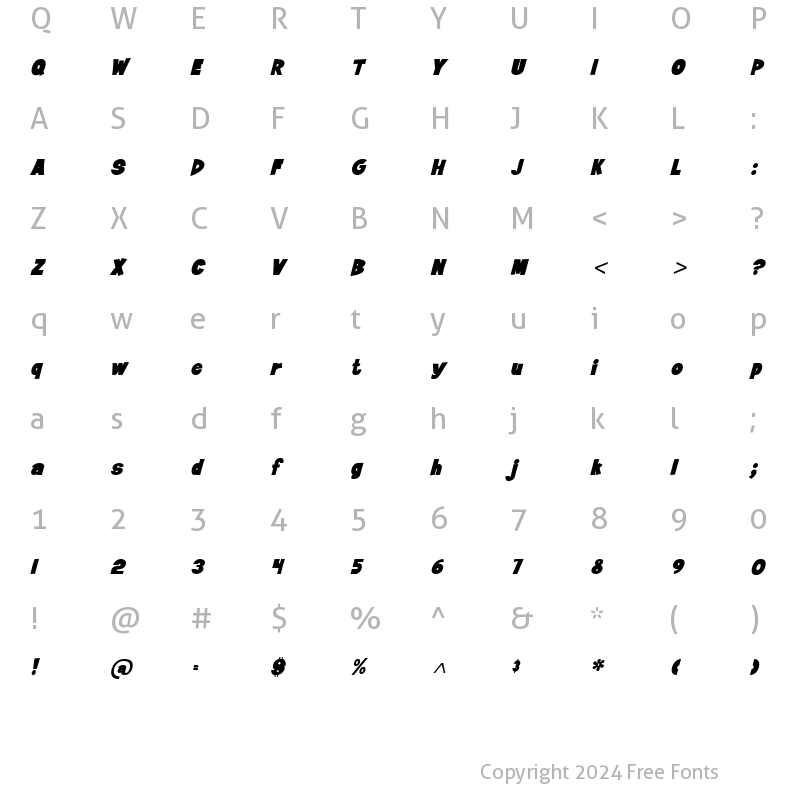 Character Map of Jiffy Italic