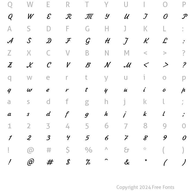 Character Map of Jikharev Bold Italic