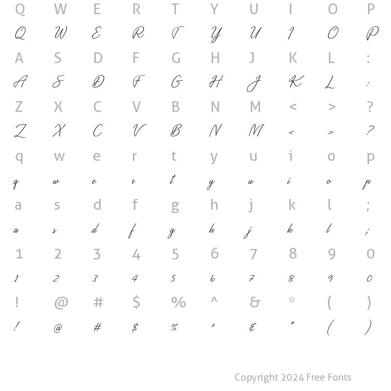 Character Map of Jillate Regular