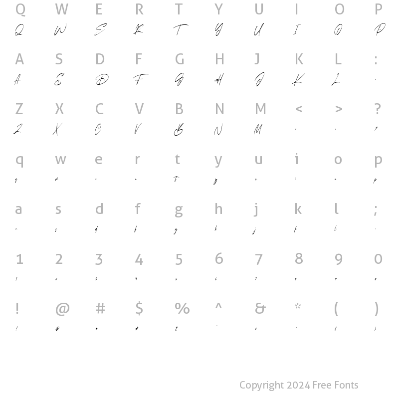 Character Map of Jilliankrots Regular