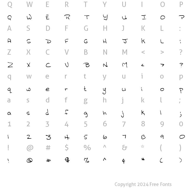 Character Map of JilliansHand Regular