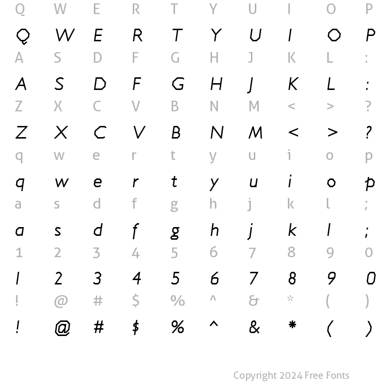 Character Map of Jillican Italic