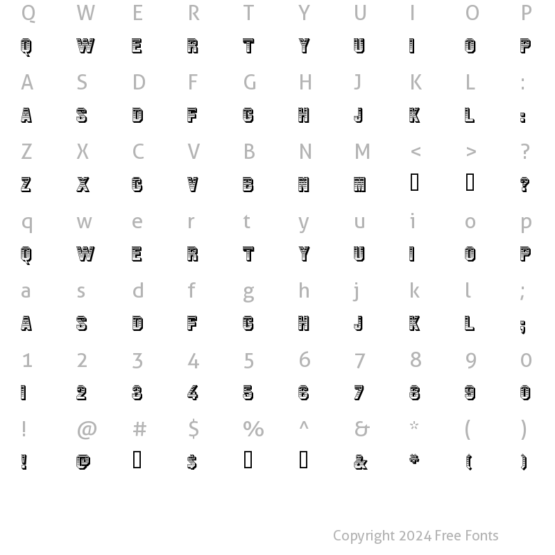 Character Map of Jim Dandy Regular