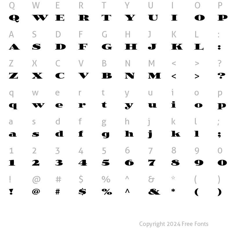 Character Map of Jimbo Std Black Expanded