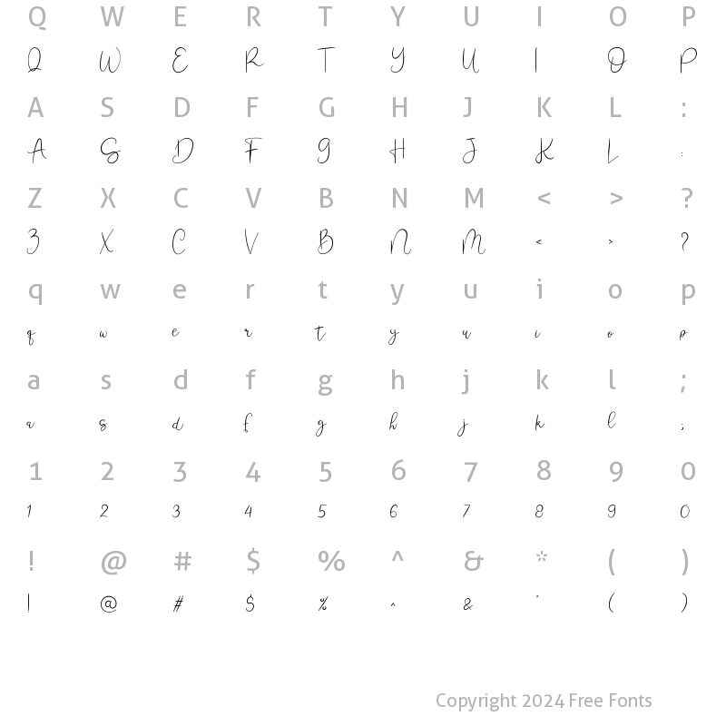 Character Map of Jimuella Regular