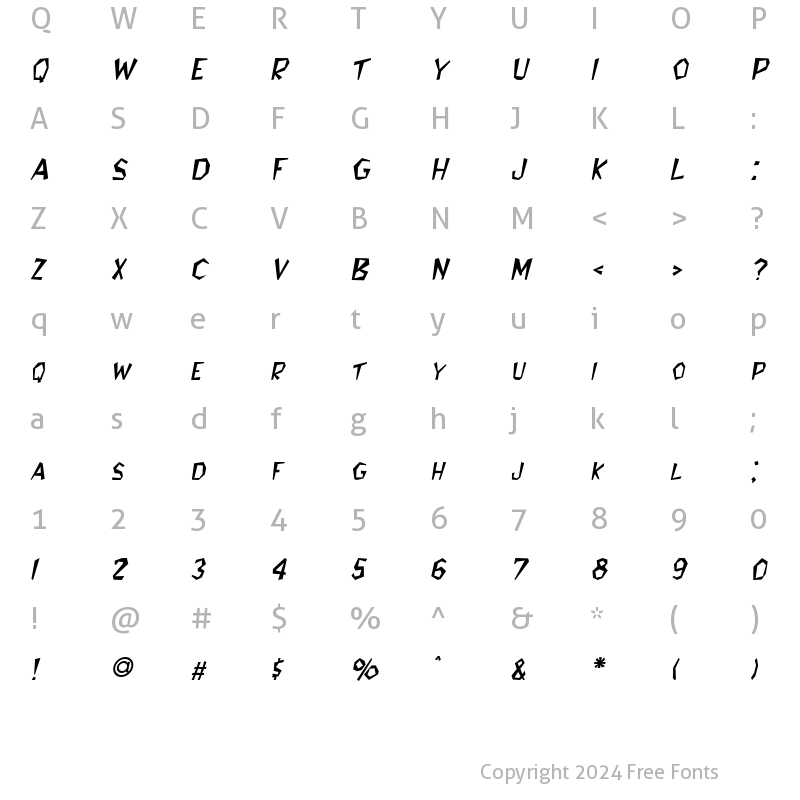 Character Map of Jitter Italic