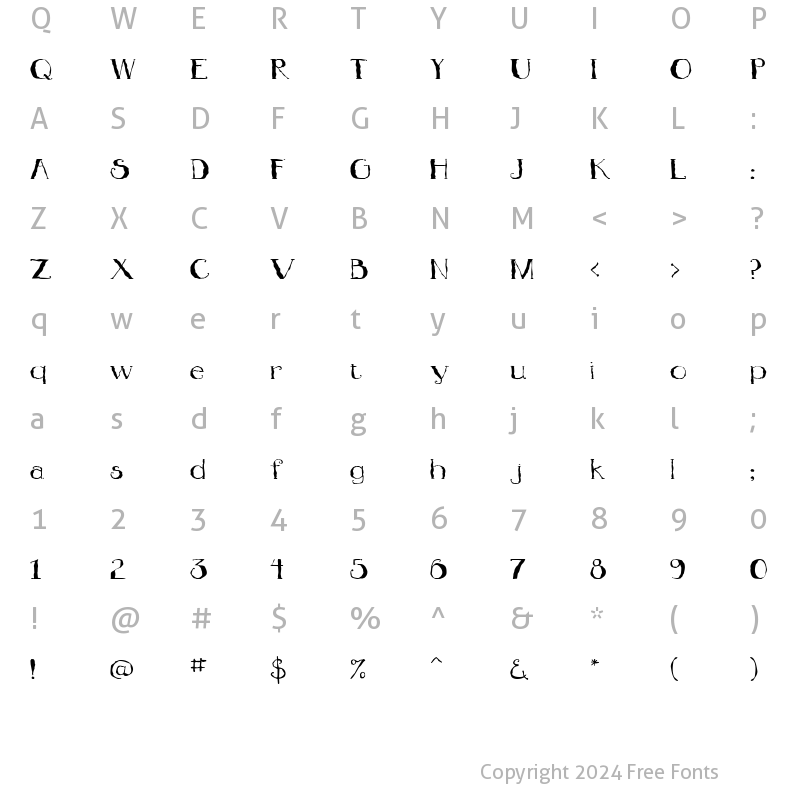 Character Map of Jitterbug ICG Regular