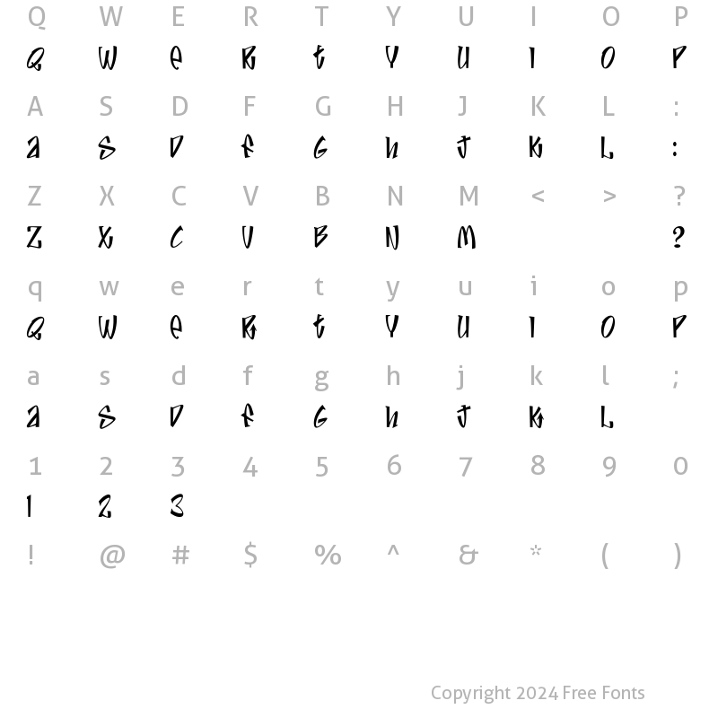 Character Map of Jive Medium