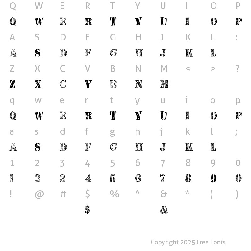 Character Map of JJStencil Trial Version Trial Version