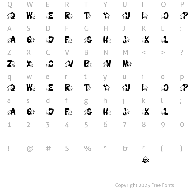 Character Map of JLR Baby Regular