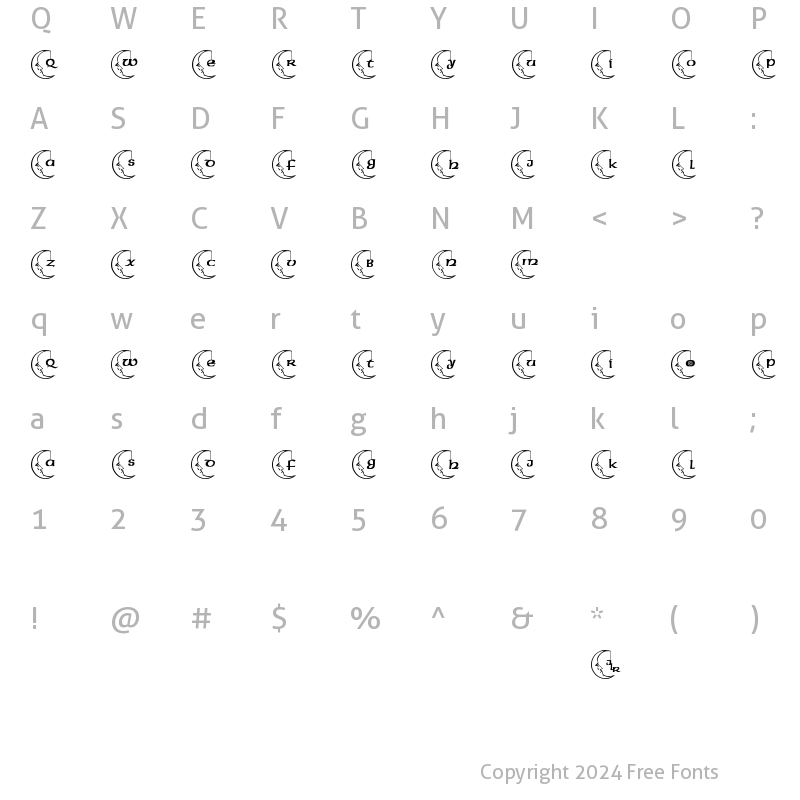 Character Map of JLR Celestial Regular