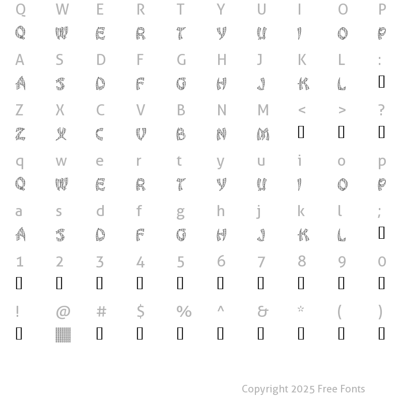 Character Map of JLR Chinese Love Letters Regular