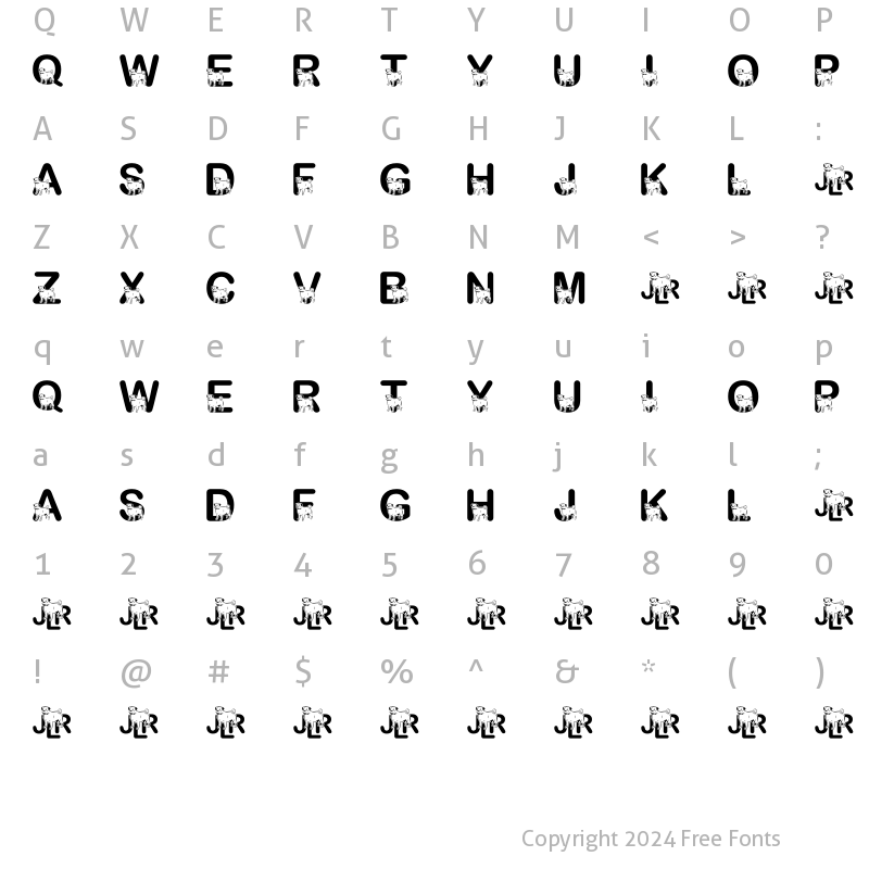 Character Map of JLR Doggon! Regular