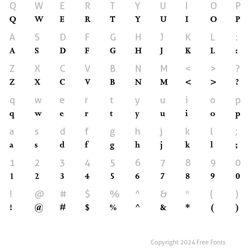 Character Map of Joanna MT Bold