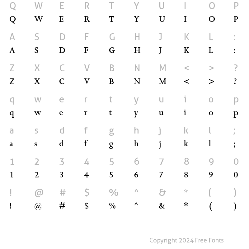 Character Map of Joanna MT Semibold