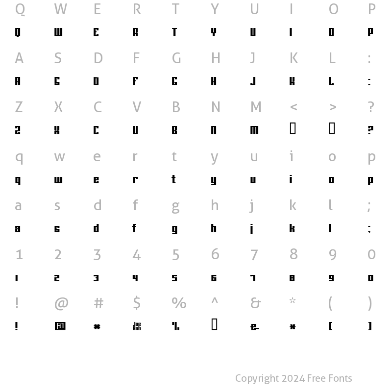 Character Map of joeBob straight Regular