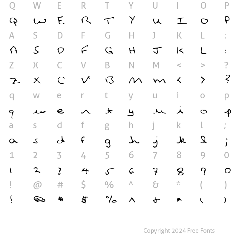 Character Map of Joel Regular