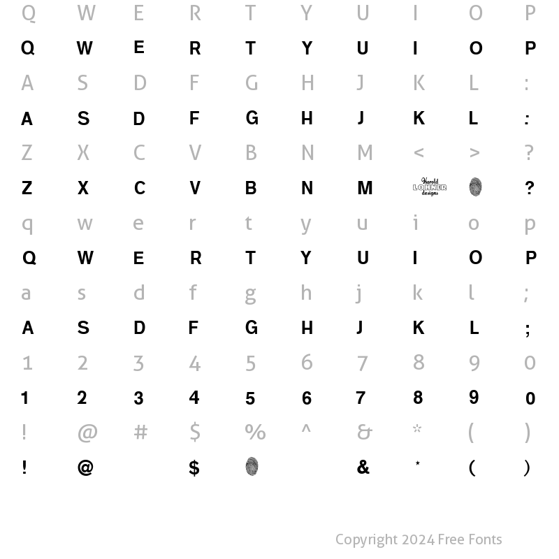 Character Map of Joggle Fill Regular