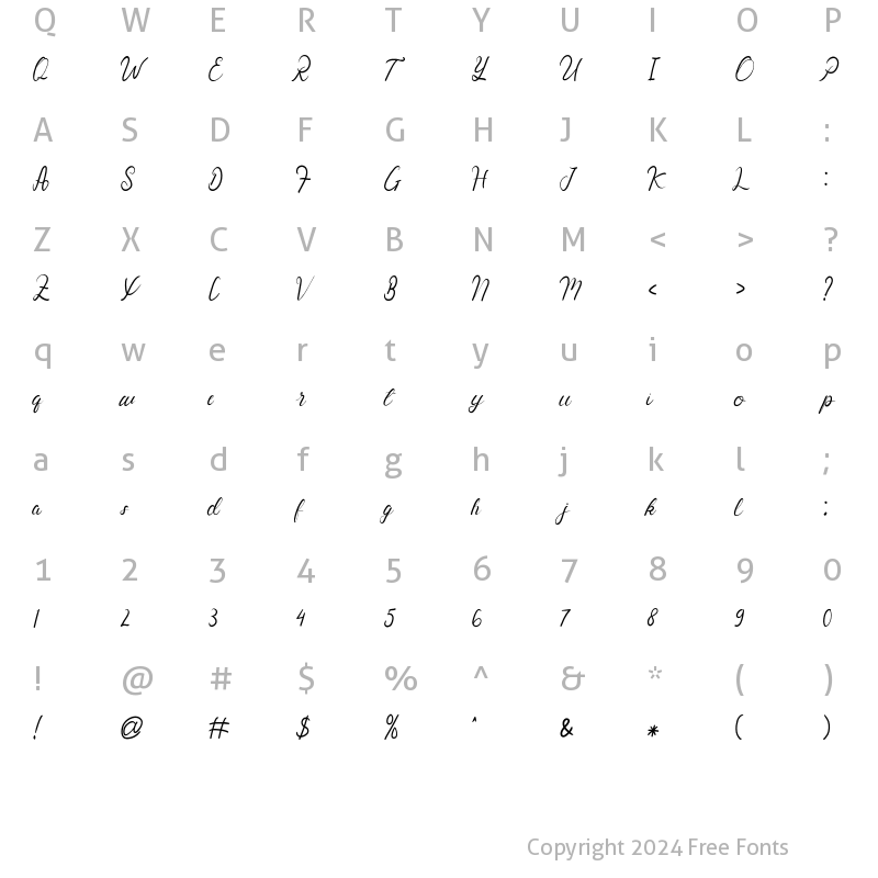 Character Map of Jogtto Rauffal Regular