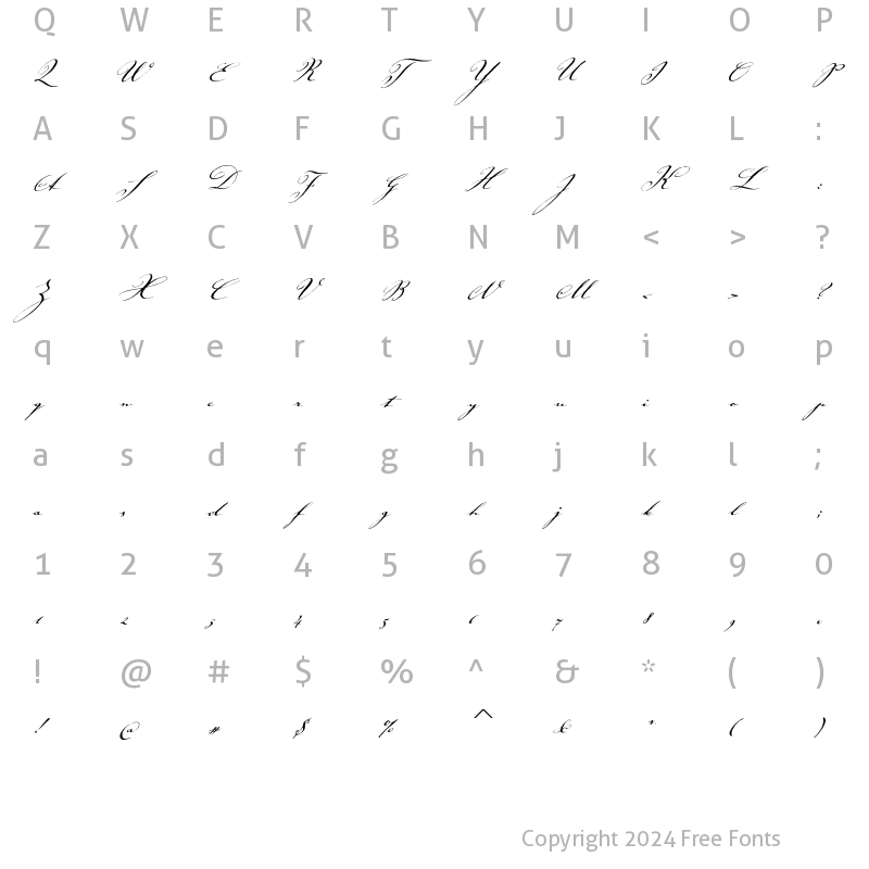 Character Map of Johann Sparkling ITC Regular