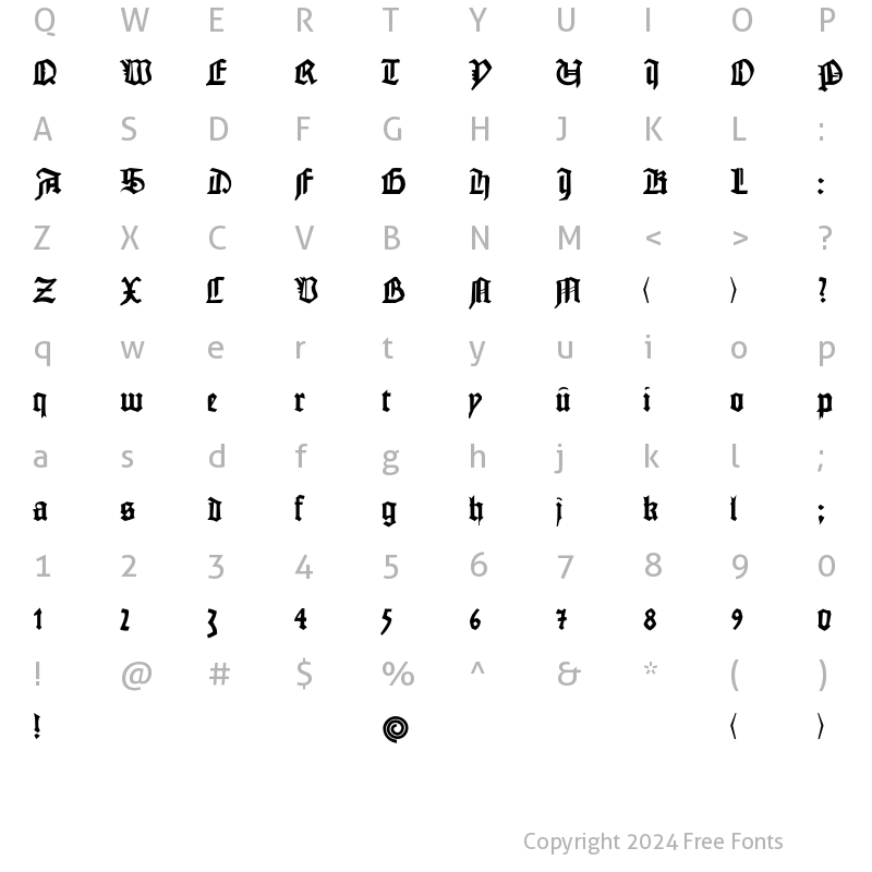 Character Map of JohannesG Regular