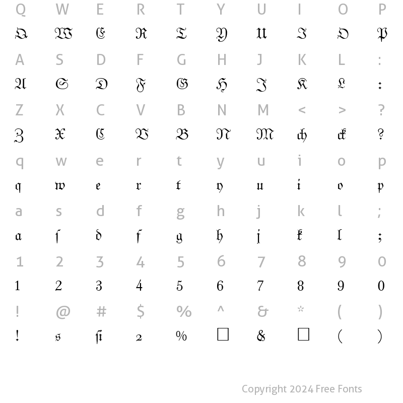 Character Map of JohannFraktur DB Regular