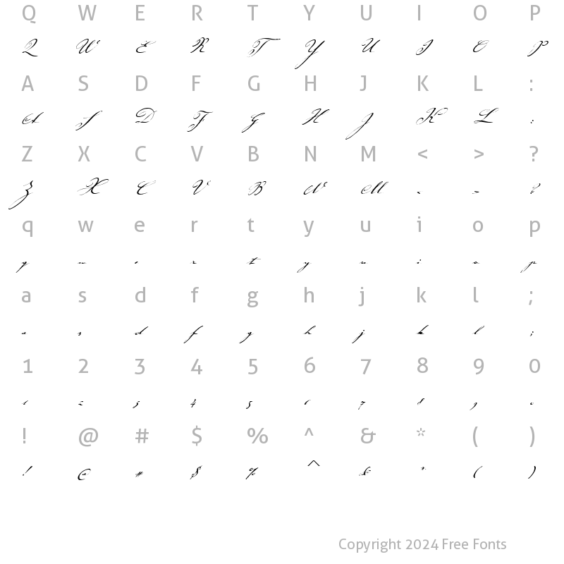 Character Map of JohannSparklingITC Regular