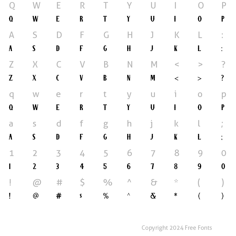 Character Map of John West Regular