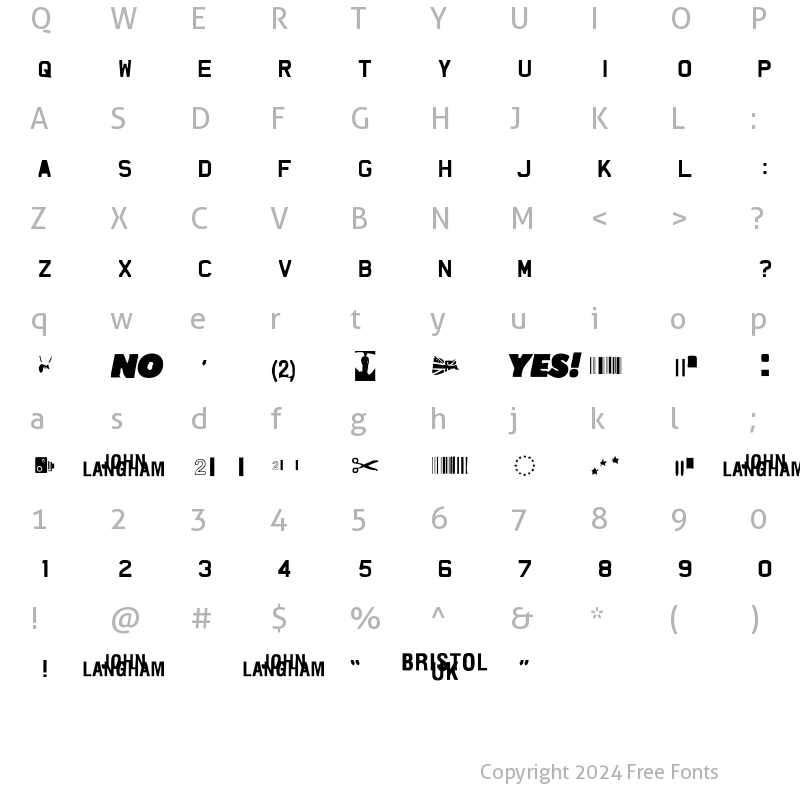 Character Map of Johndvl Regular