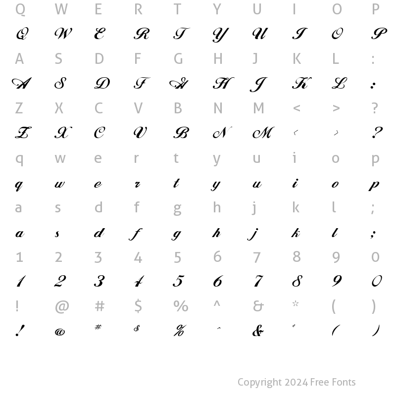 Character Map of JohnHancock Regular