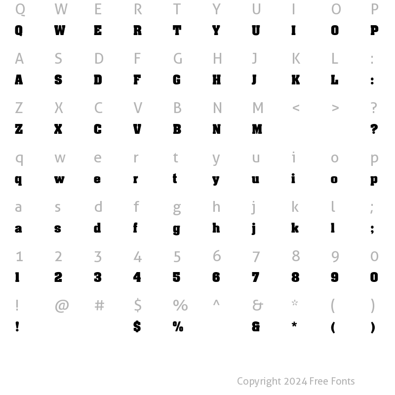 Character Map of Johnny-Light Regular