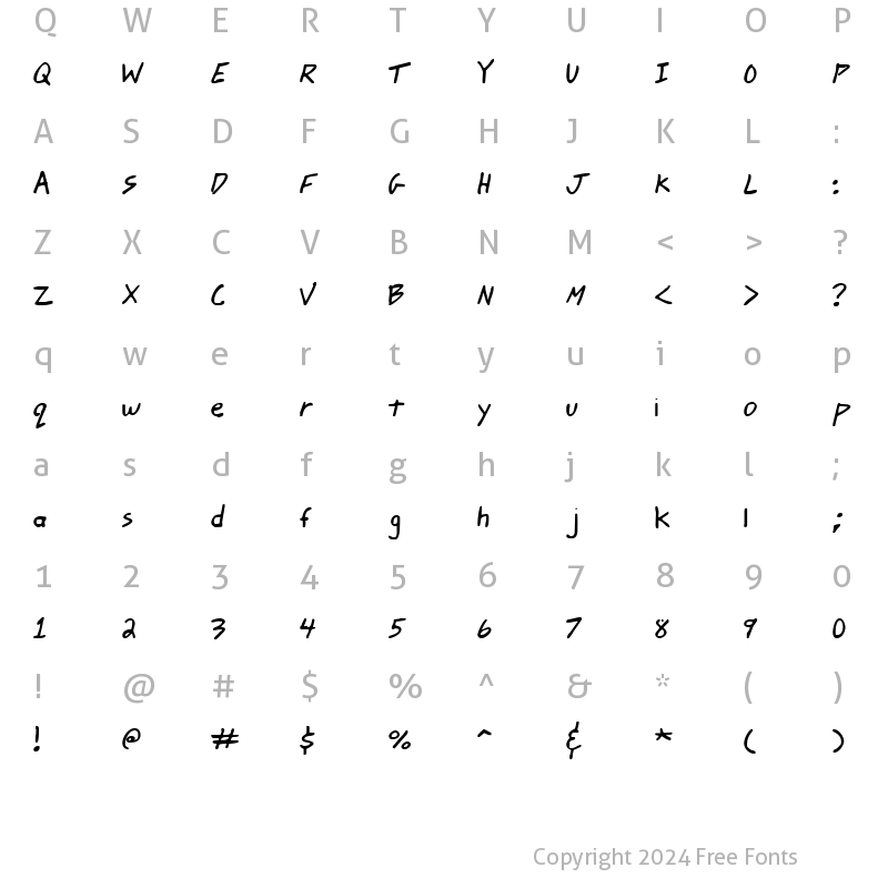 Character Map of Johnny Mac Scrawl (BRK) Regular