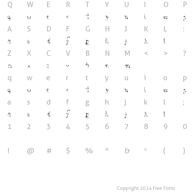 Character Map of Joke Prod Regular