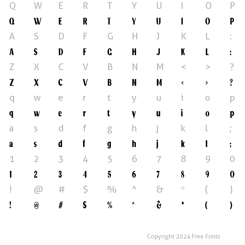 Character Map of Jollin Family Bold Narrow