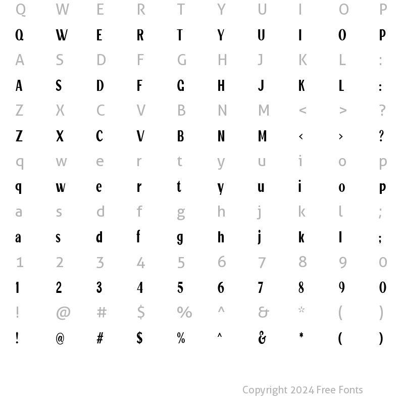 Character Map of Jollin Family SemiBold Narrow