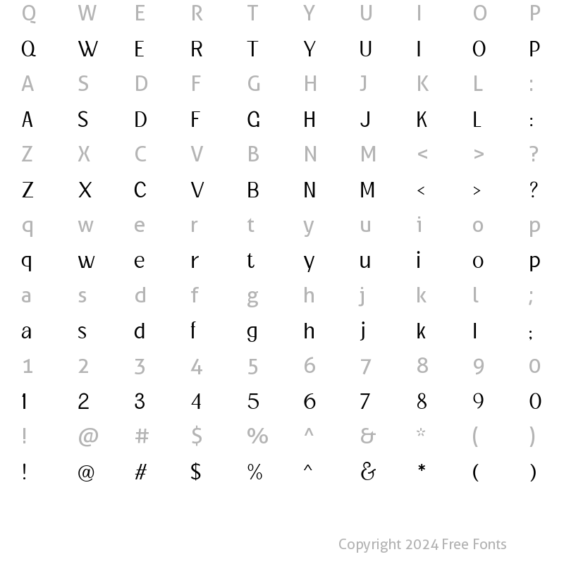 Character Map of Jollin Family UltraLight