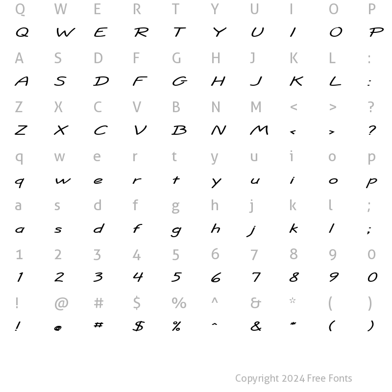 Character Map of Jolt Extended BoldItalic