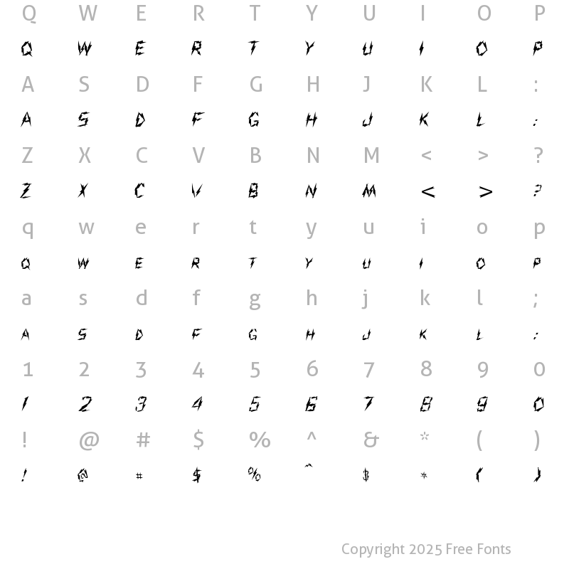 Character Map of Jolt Regular