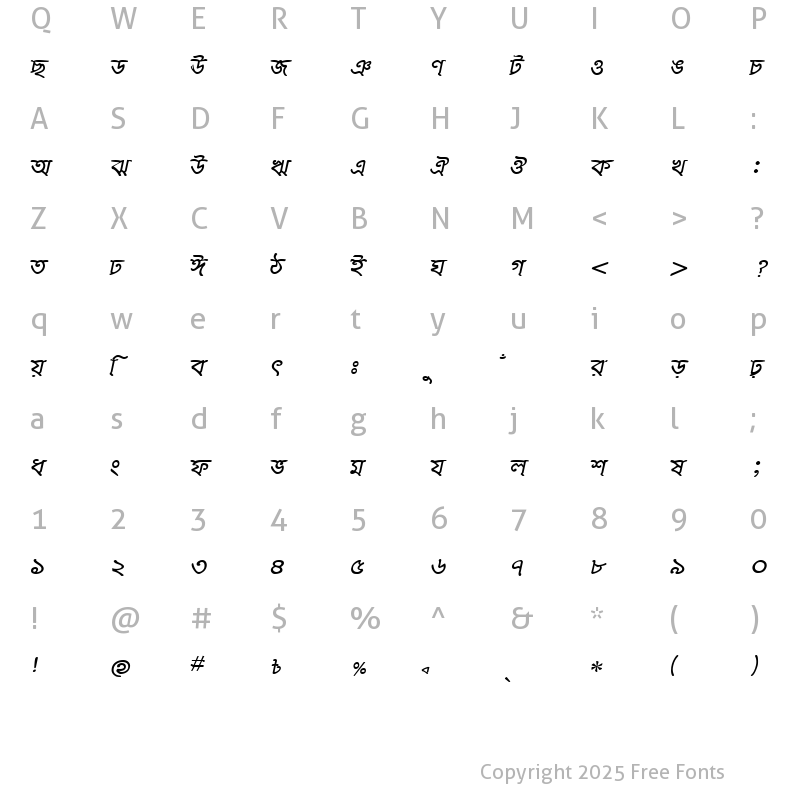 Character Map of JomunaMJ Italic