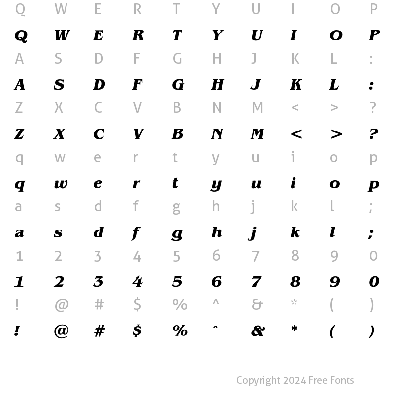 Character Map of JonathanBoldItalic Regular