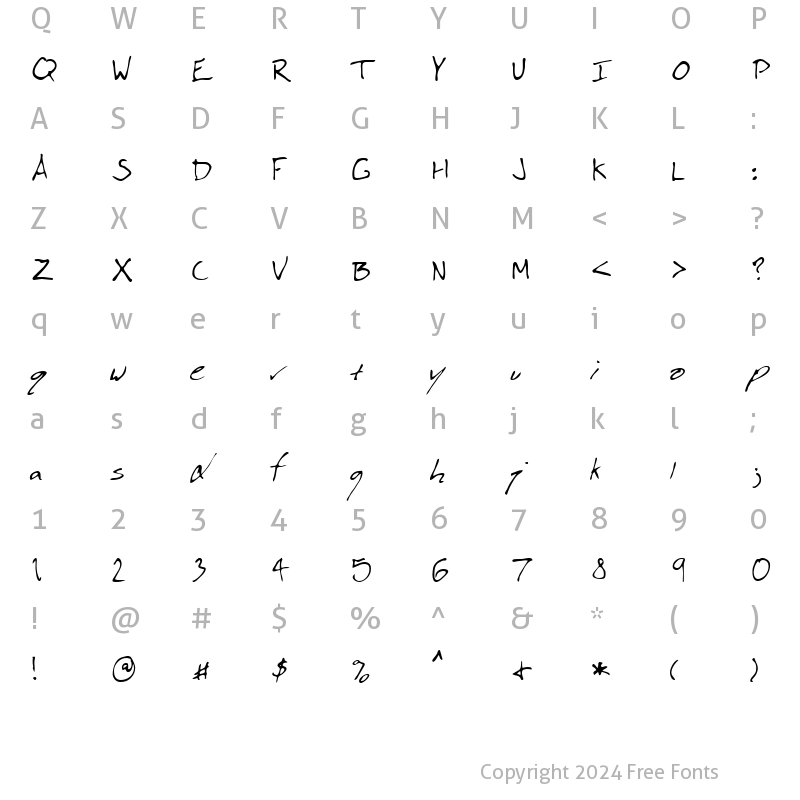 Character Map of Jonson Regular