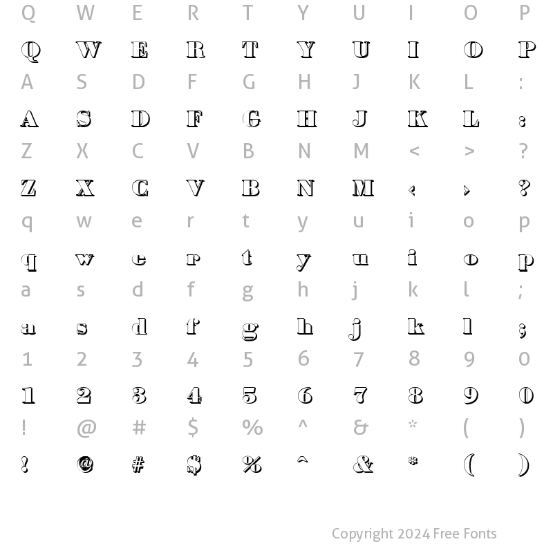 Character Map of JosephBeckerShadow-Black Regular