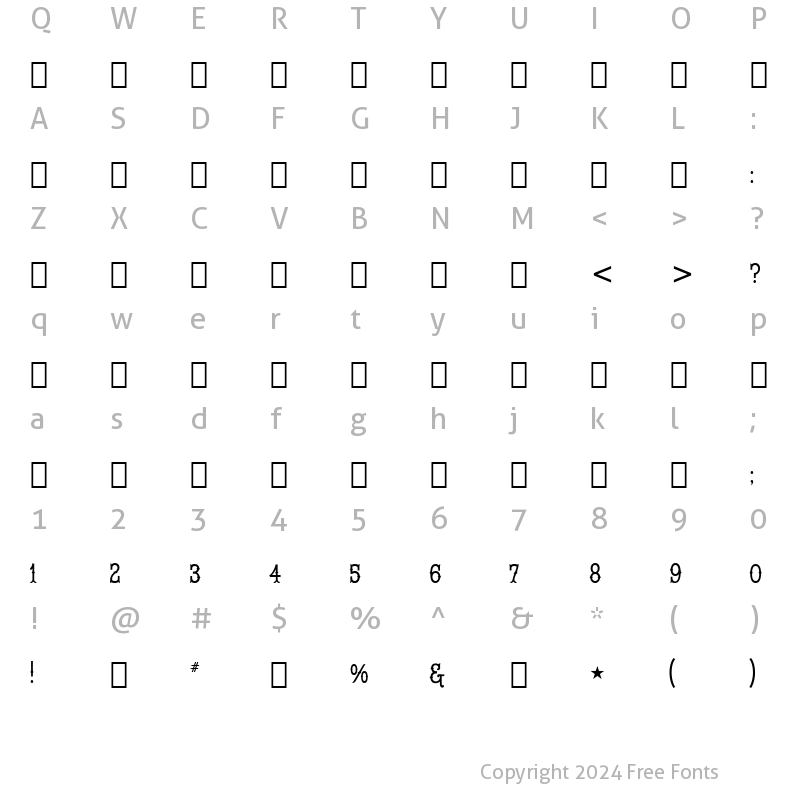 Character Map of JosephinaC Regular