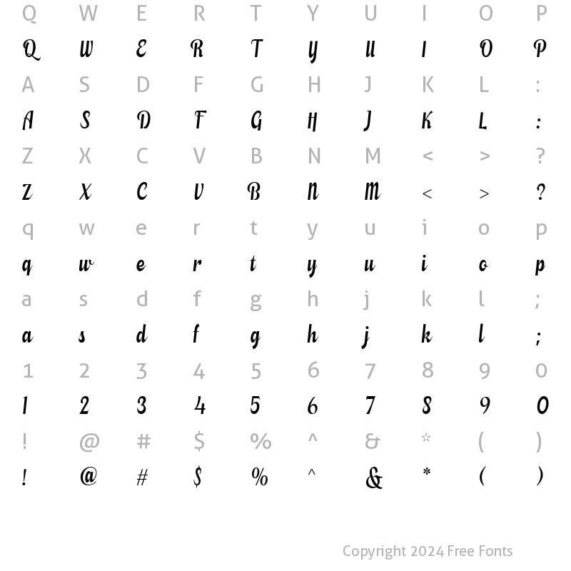 Character Map of Josephine Regular