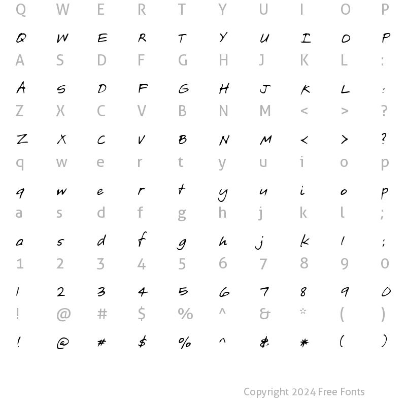 Character Map of JoshsHand Regular