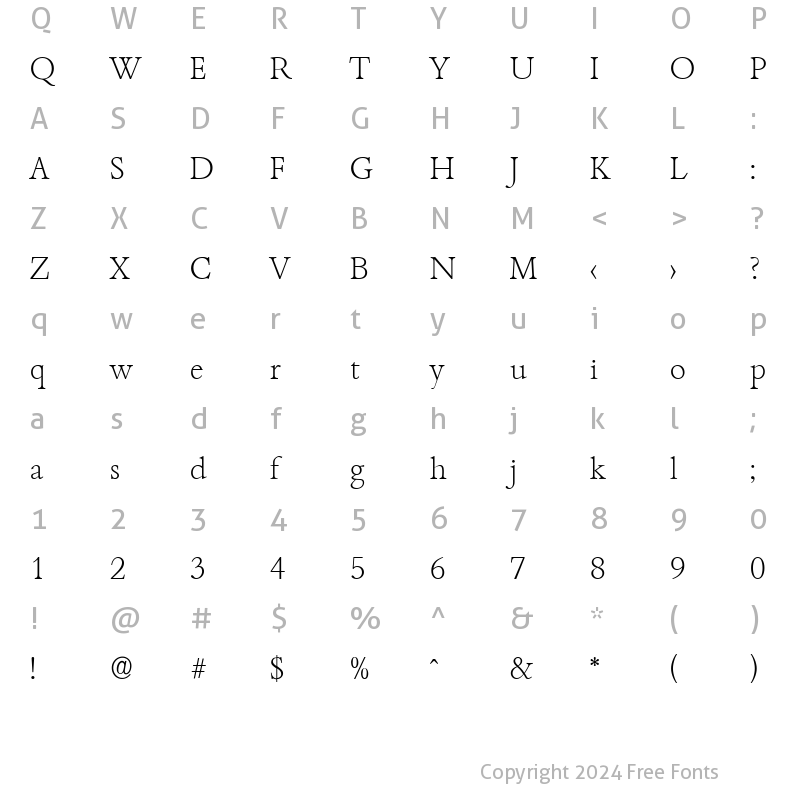 Character Map of JoshuaBecker-ExtraLight Regular